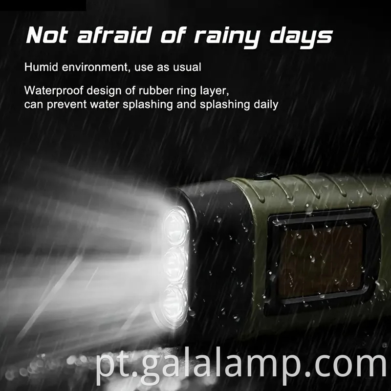 Lanterna de emergência movida a energia solar com manivela de manivela lâmpada